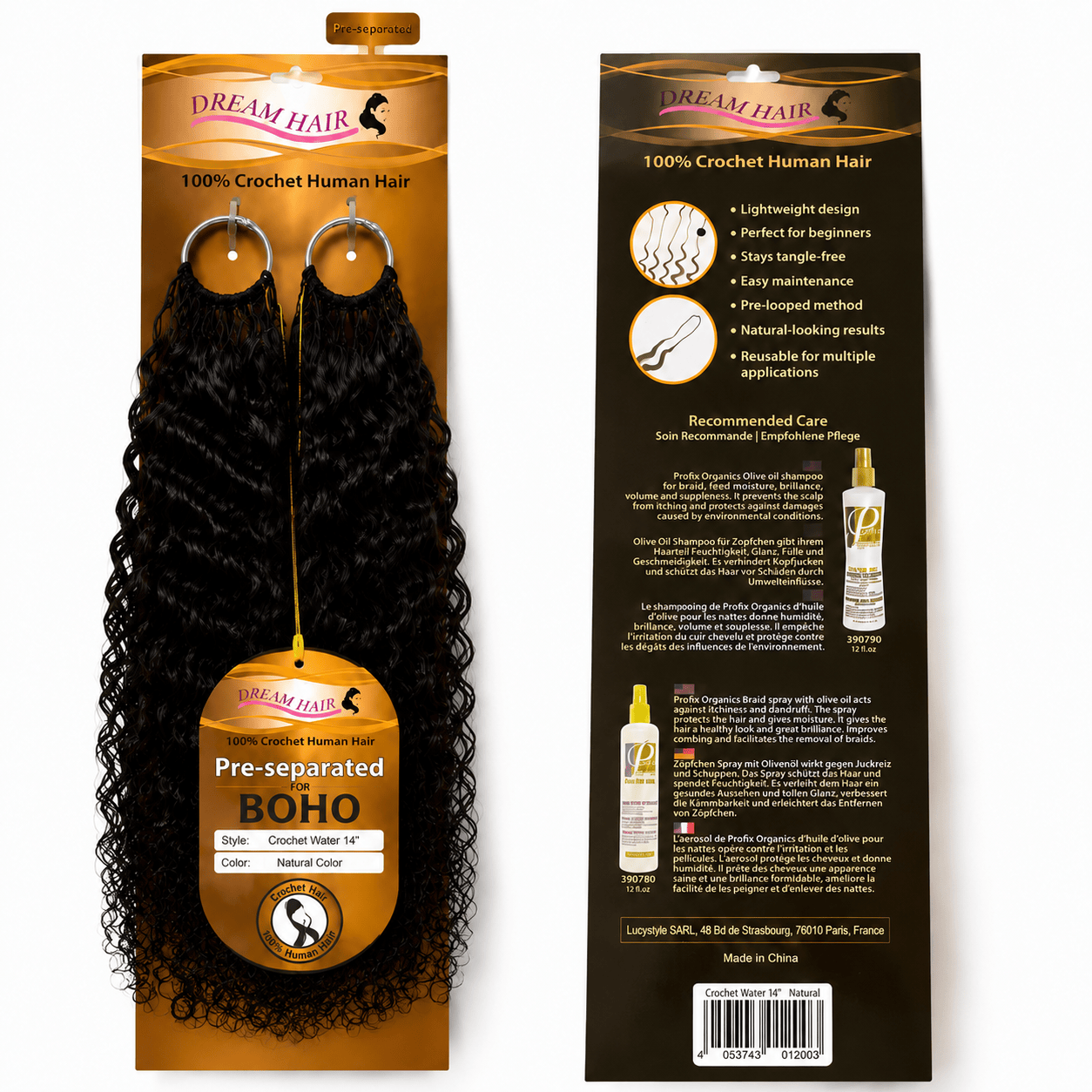 Dream Hair Health & Beauty Dream Hair Crochet Human Hair Water Wave Natural Color 14"/18"