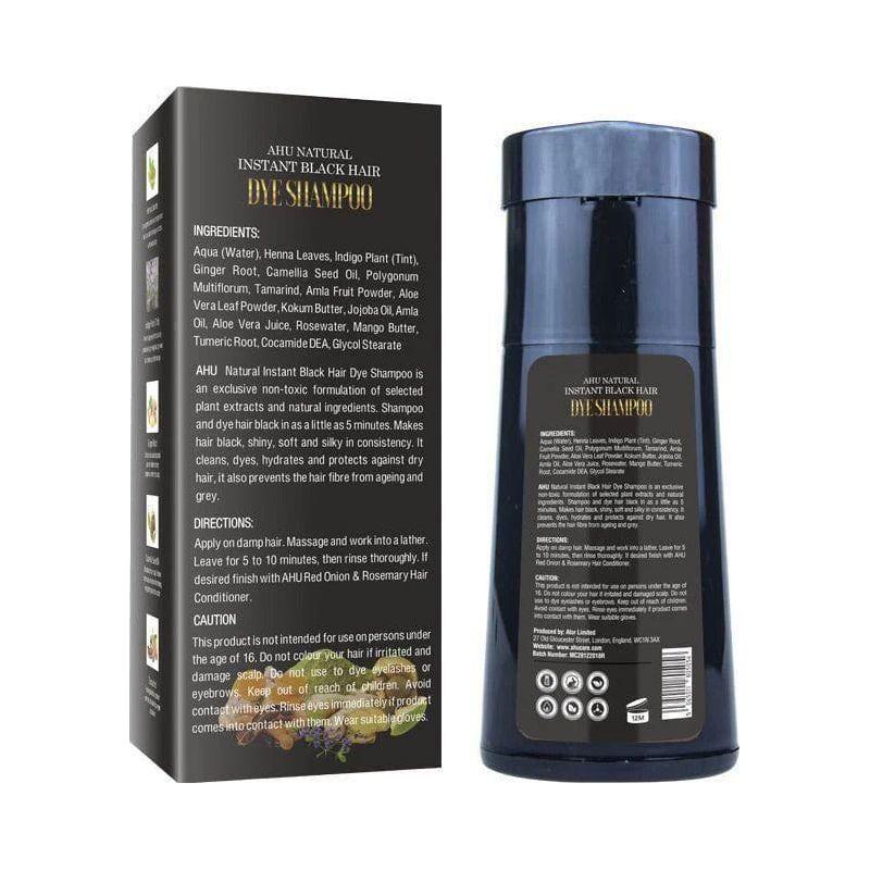 AHU Health & Beauty AHU - Shampoing colorant instantané naturel 500 ml (noir et brun)