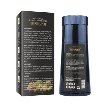 AHU Health & Beauty AHU - Shampoing colorant instantané naturel 500 ml (noir et brun)