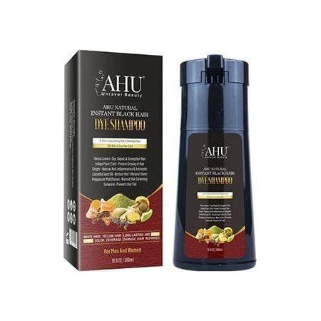 AHU Health & Beauty Black AHU - Shampoing colorant instantané naturel 500 ml (noir et brun)