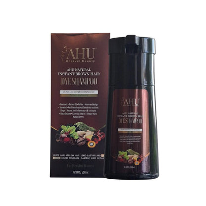 AHU Health & Beauty Brown AHU - Shampoing colorant instantané naturel 500 ml (noir et brun)