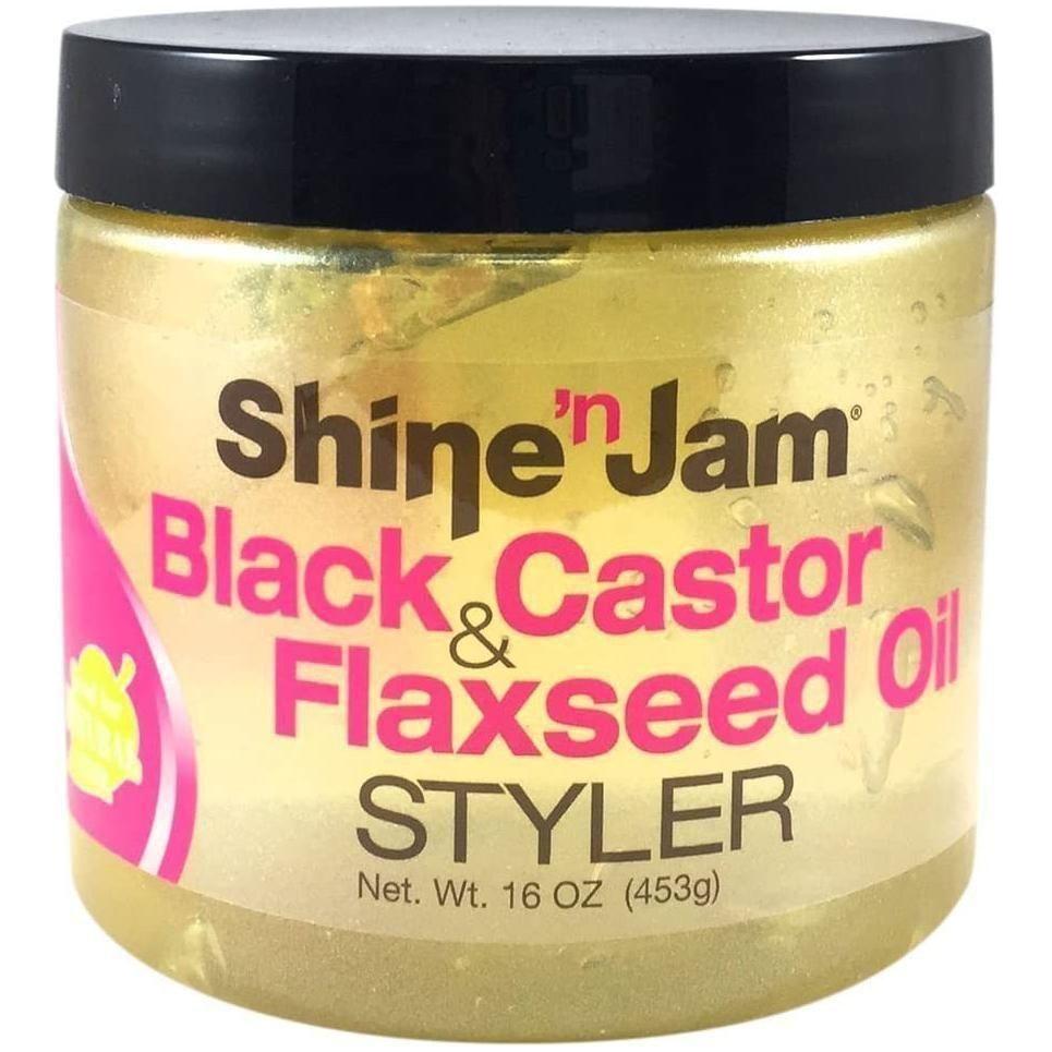 ampro Health & Beauty 473ml Shine-n-Jam Black Castor & Flaxseed Oil Gel