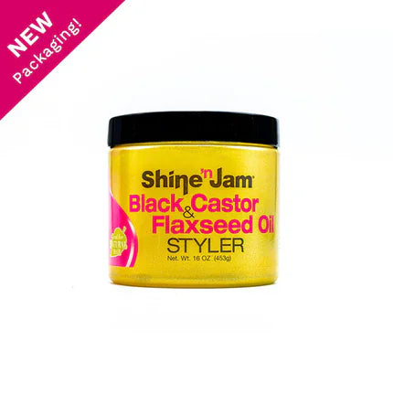 ampro Health & Beauty 473ml Shine 'n Jam – Gel à l’Huile de Ricin Noir & Lin