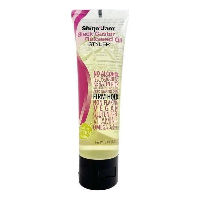 ampro Health & Beauty 88ml (Tube) Shine-n-Jam Black Castor & Flaxseed Oil Gel