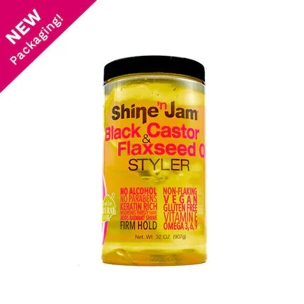 ampro Health & Beauty 946ml Shine 'n Jam – Gel à l’Huile de Ricin Noir & Lin