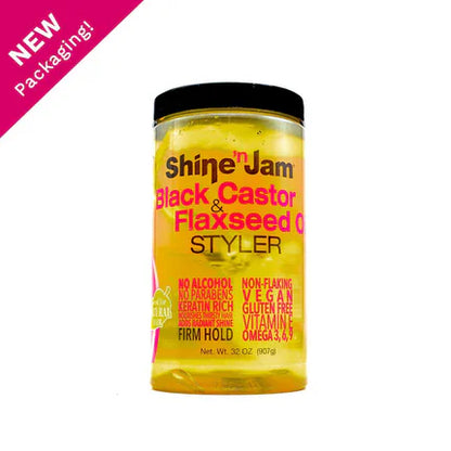 ampro Health & Beauty 946ml Shine 'n Jam – Gel à l’Huile de Ricin Noir & Lin