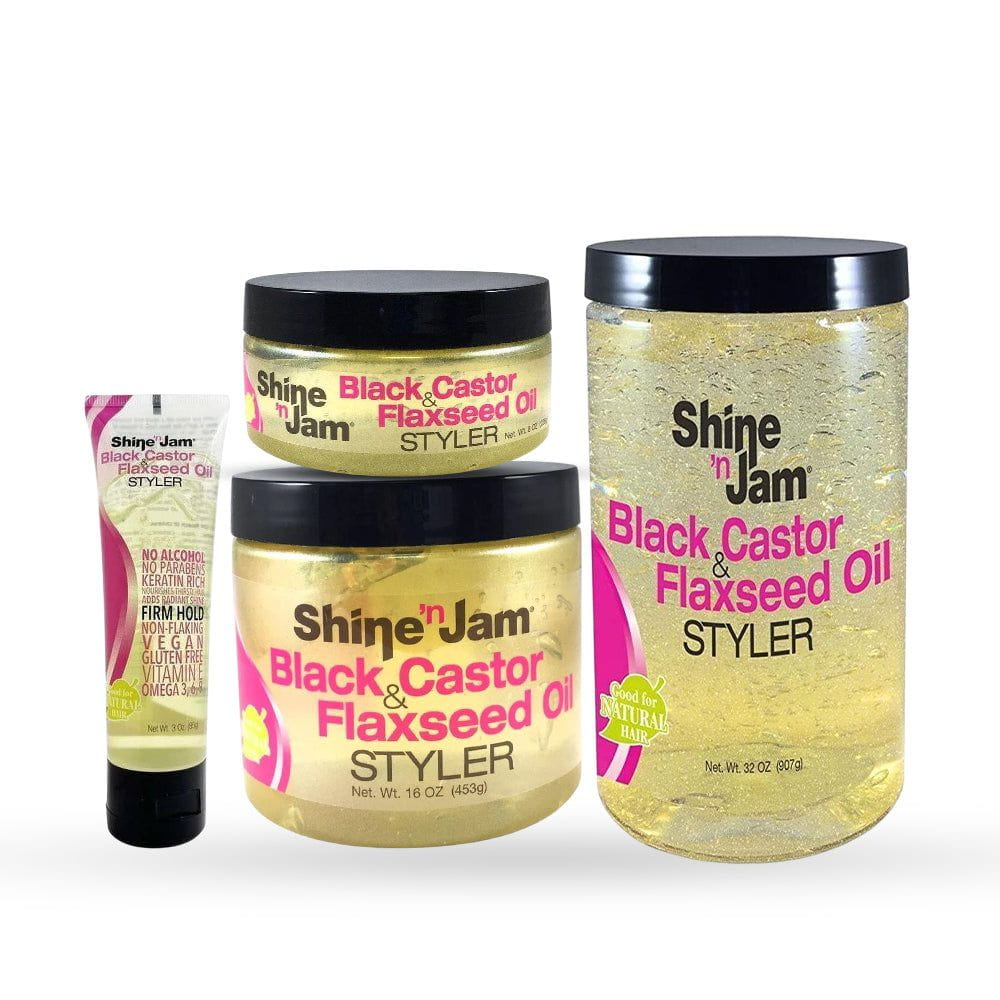ampro Health & Beauty Shine-n-Jam Black Castor & Flaxseed Oil Gel