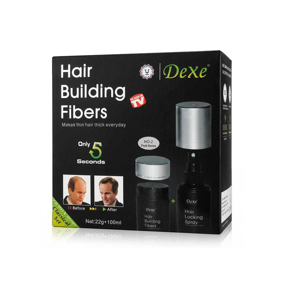 Dexe Health & Beauty Dark Brown Dexe - Kit classique de fibres capillaires (noir et brun foncé)