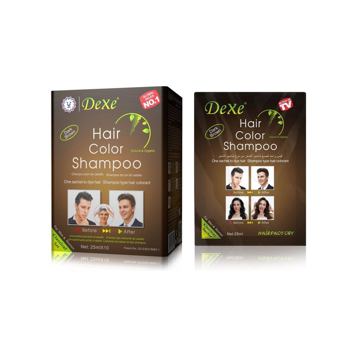 Dexe Health & Beauty Dexe Dark Brown Hair Shampoo Classic 25ml *10 Sachets