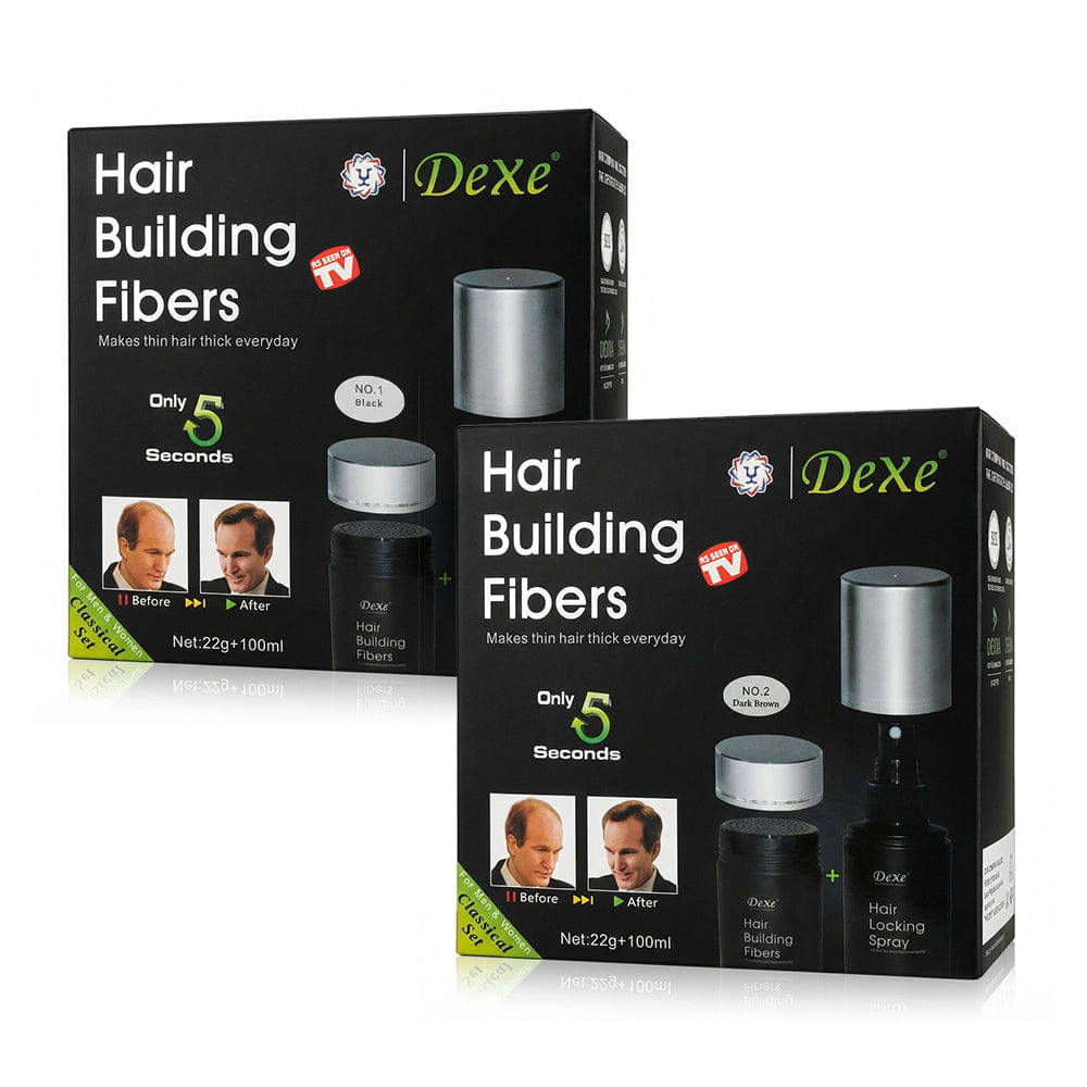 Dexe Health & Beauty Dexe - Kit classique de fibres capillaires (noir et brun foncé)