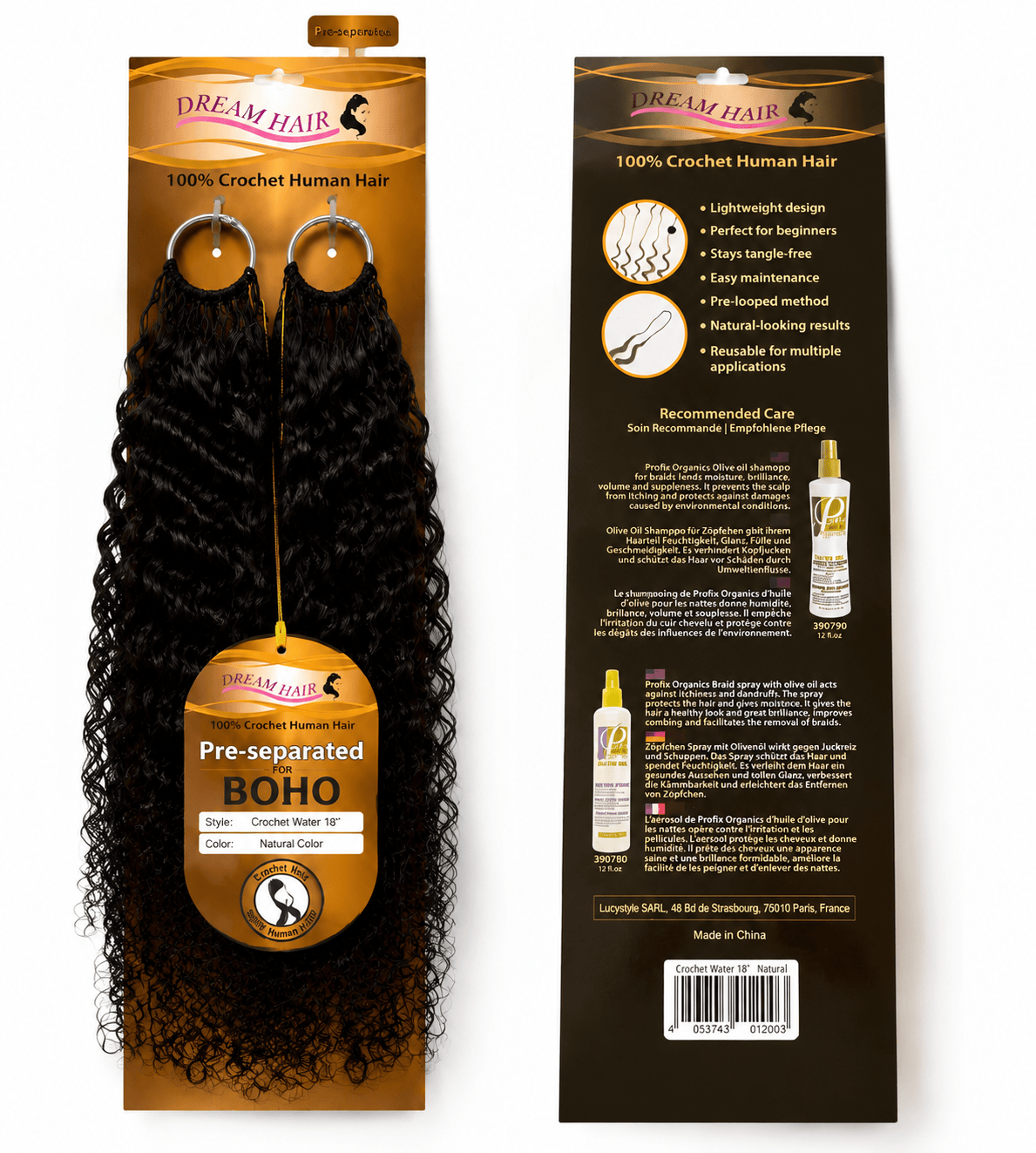 Dream Hair Health & Beauty 14" Dream Hair Crochet Human Hair Water Wave Natural Color 14"/18"