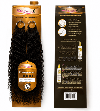 Dream Hair Health & Beauty 14" Dream Hair Crochet Human Hair Water Wave Natural Color 14"/18"