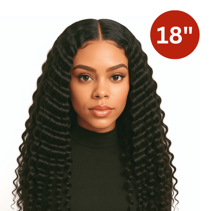 Dream Hair Health & Beauty 18" = 46cm Dream hair Brazilian Hair Deep Wave 4pcs + 14'' Lace Frontal (Natural Color)
