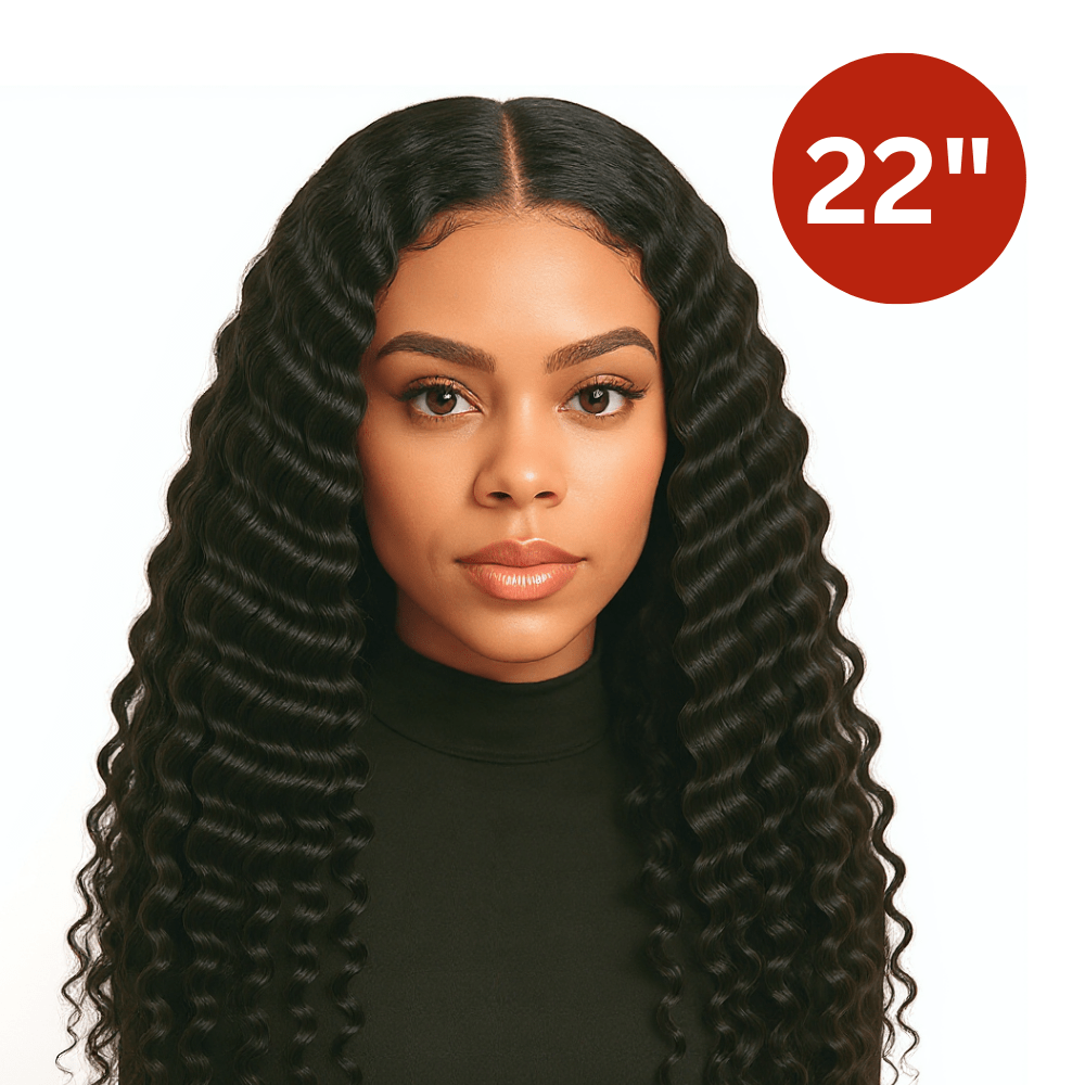 Dream Hair Health & Beauty 22" = 56cm Dream hair Brazilian Hair Deep Wave 4pcs + 14'' Lace Frontal (Natural Color)