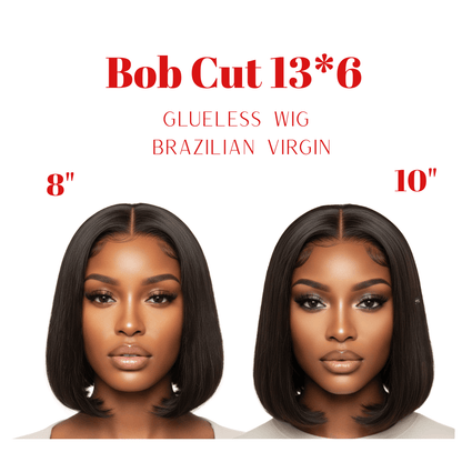 Dream Hair Health & Beauty Dream Hair Bob Cut 13*6 Glueless Wig Brazilian Virgin (8" & 10") Natural Color