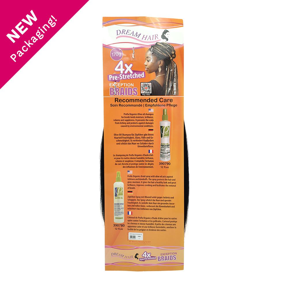 Dream Hair Health & Beauty Dream Hair Braids Exception 4x Pre Stretched 100% synthetic hair 4 pcs, 170g