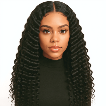 Dream Hair Health & Beauty Dream hair Brazilian Hair Deep Wave 4pcs + 14'' Lace Frontal (Natural Color)