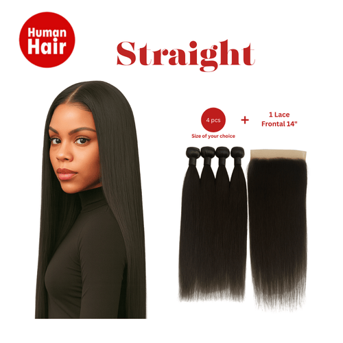 Dream Hair Health & Beauty Dream hair Brazilian Hair Straight 4pcs + 14'' Lace Frontal (Natural Color)