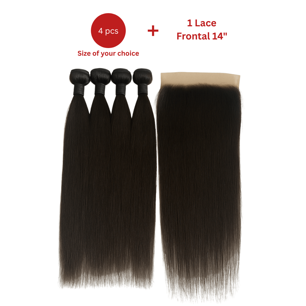 Dream Hair Health & Beauty Dream hair Brazilian Hair Straight 4pcs + 14'' Lace Frontal (Natural Color)