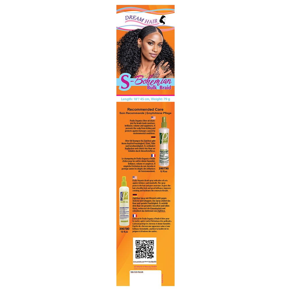Dream Hair Health & Beauty Dream Hair S-High Heat Bohemian Bulk Braid 16"/40cm Synthetic Hair