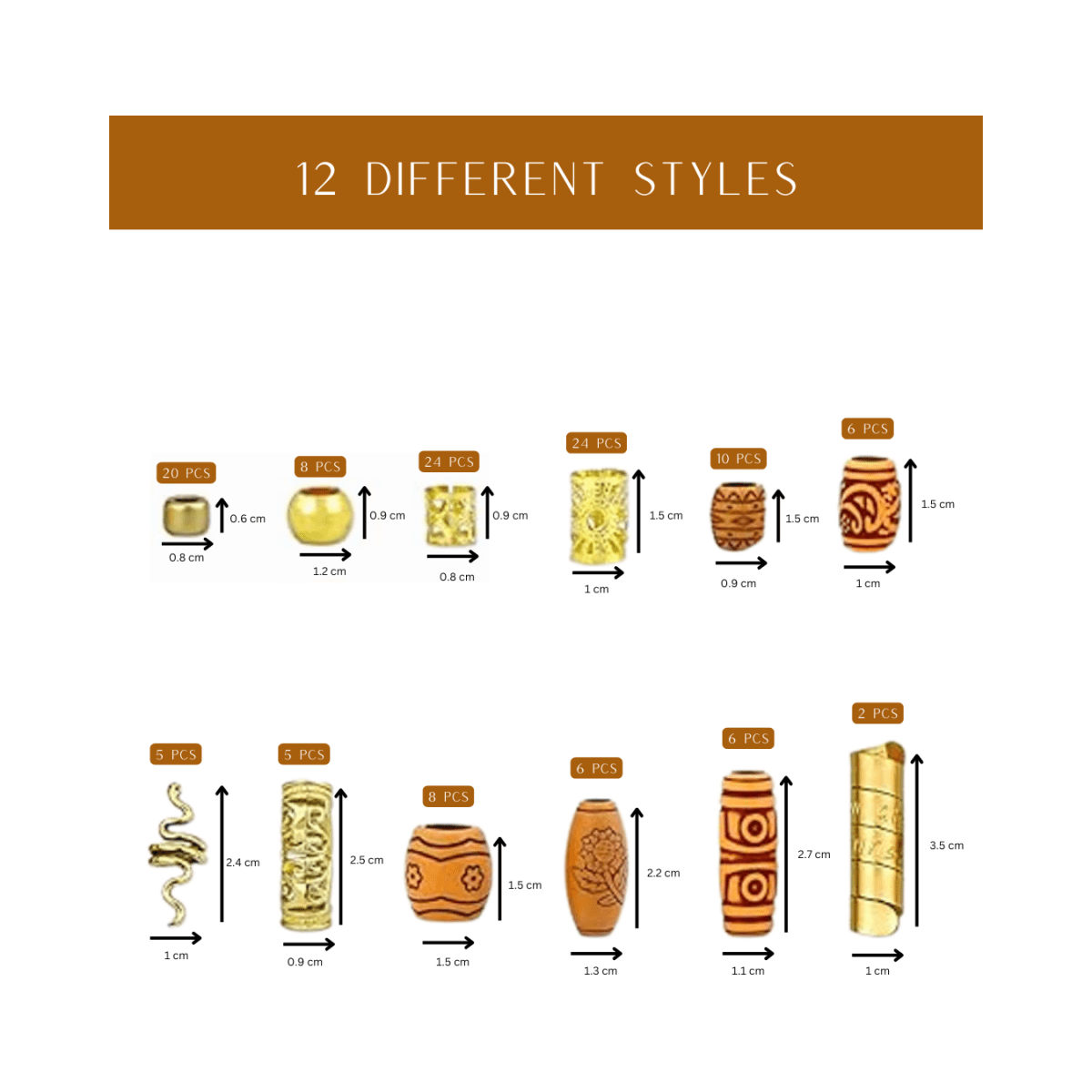 Dreamfix Health & Beauty Dreamfix 124Pcs Hair Rings & Beads 12 Style