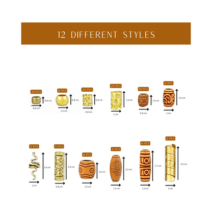 Dreamfix Health & Beauty Dreamfix 124Pcs Hair Rings & Beads 12 Style