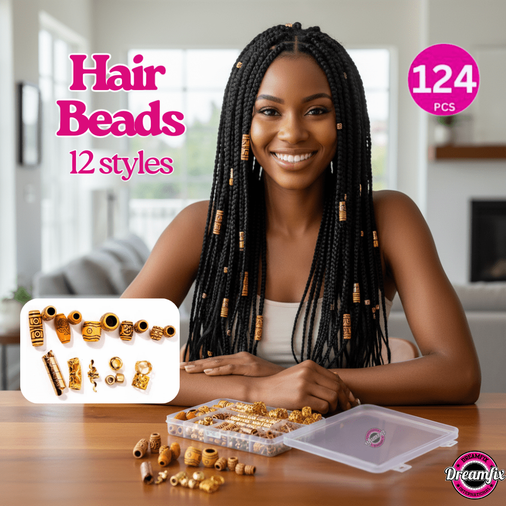 Dreamfix Health & Beauty Dreamfix 124Pcs Hair Rings & Beads 12 Style