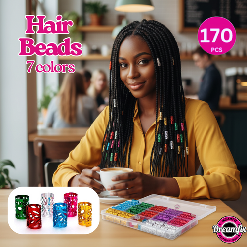 Dreamfix Health & Beauty Dreamfix 170Pcs Hair Bead Vibrant Colors 7 Colors