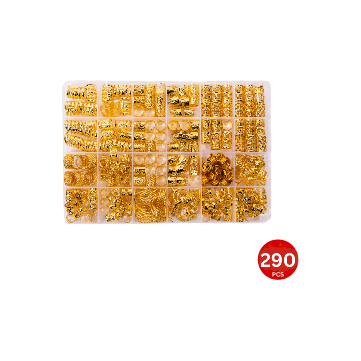 Dreamfix Health & Beauty Dreamfix 290Pcs Hair Rings & Bead Jewelry 11 Style Gold