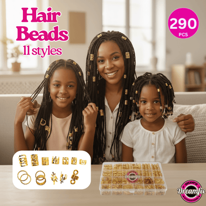 Dreamfix Health & Beauty Dreamfix 290Pcs Hair Rings & Bead Jewelry 11 Style Gold