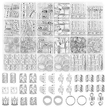 Dreamfix Health & Beauty Dreamfix 290Pcs Hair Rings & Bead Jewelry 11 Style Silver