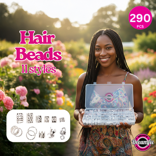 Dreamfix Health & Beauty Dreamfix 290Pcs Hair Rings & Bead Jewelry 11 Style Silver