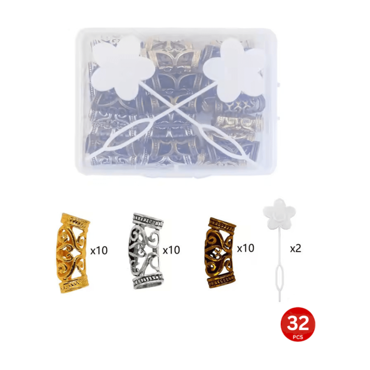 Dreamfix Health & Beauty Dreamfix 32Pcs African Hair Beads 4 Style