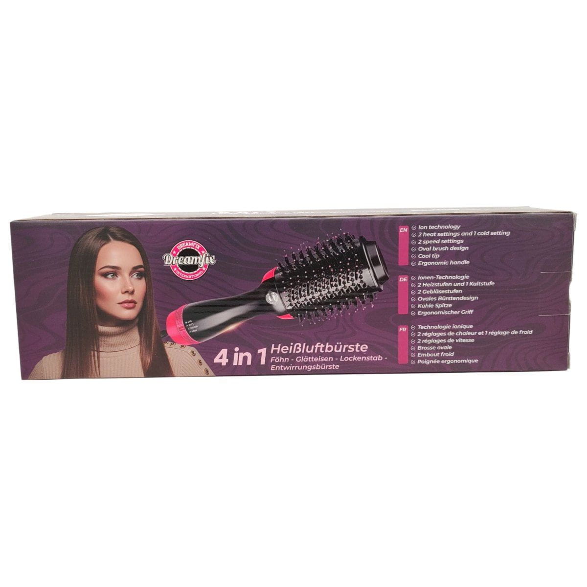 Dreamfix Health & Beauty Dreamfix 4-in-1 Hot Air Brush - Electric Hair Dryer & Styler (Black&Pink)