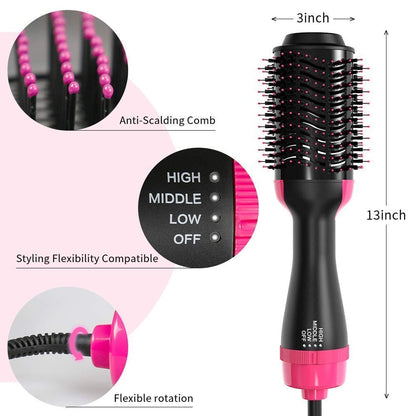 Dreamfix Health & Beauty Dreamfix 4-in-1 Hot Air Brush - Electric Hair Dryer & Styler (Black&Pink)