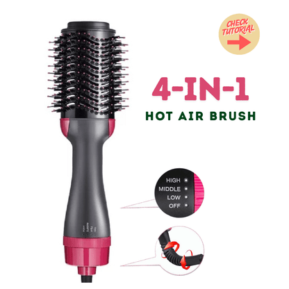 Dreamfix Health & Beauty Dreamfix 4-in-1 Hot Air Brush - Electric Hair Dryer & Styler (Black&Pink)