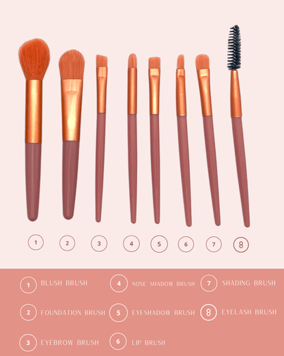 Dreamfix Health & Beauty Dreamfix 8pcs Travel Makeup Brushes