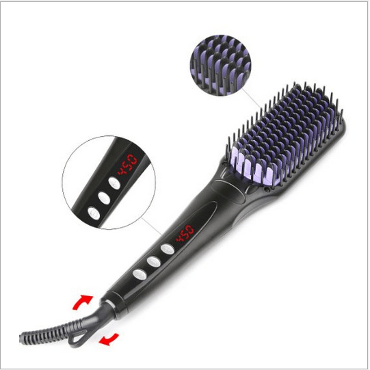 Dreamfix Health & Beauty Dreamfix Adjustable Heated Straightening Ceramic Brush (Black)