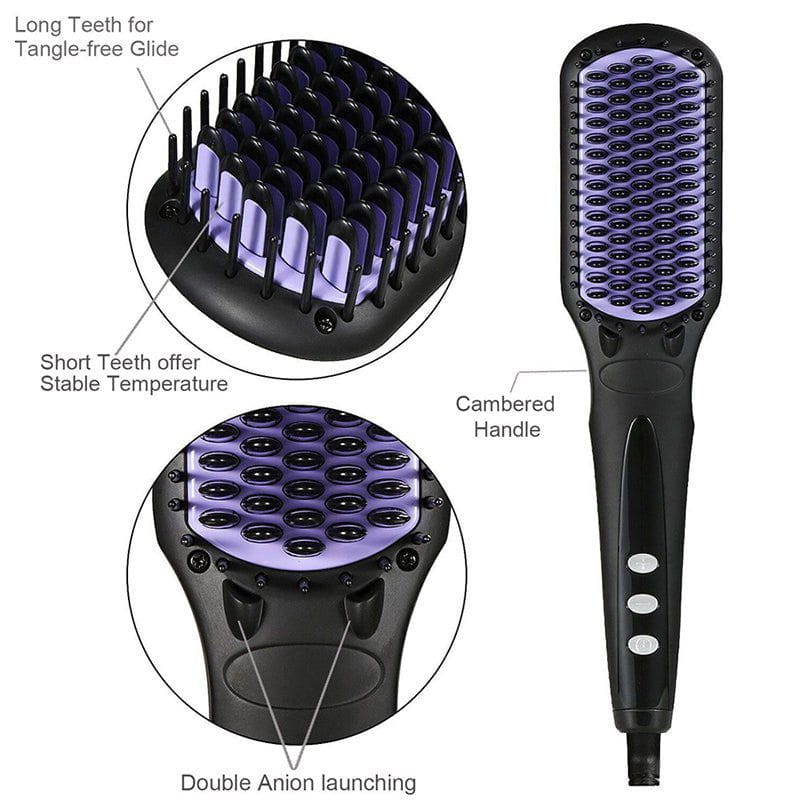 Dreamfix Health & Beauty Dreamfix Adjustable Heated Straightening Ceramic Brush (Black)