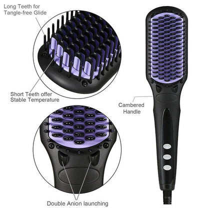 Dreamfix Health & Beauty Dreamfix Adjustable Heated Straightening Ceramic Brush (Black)