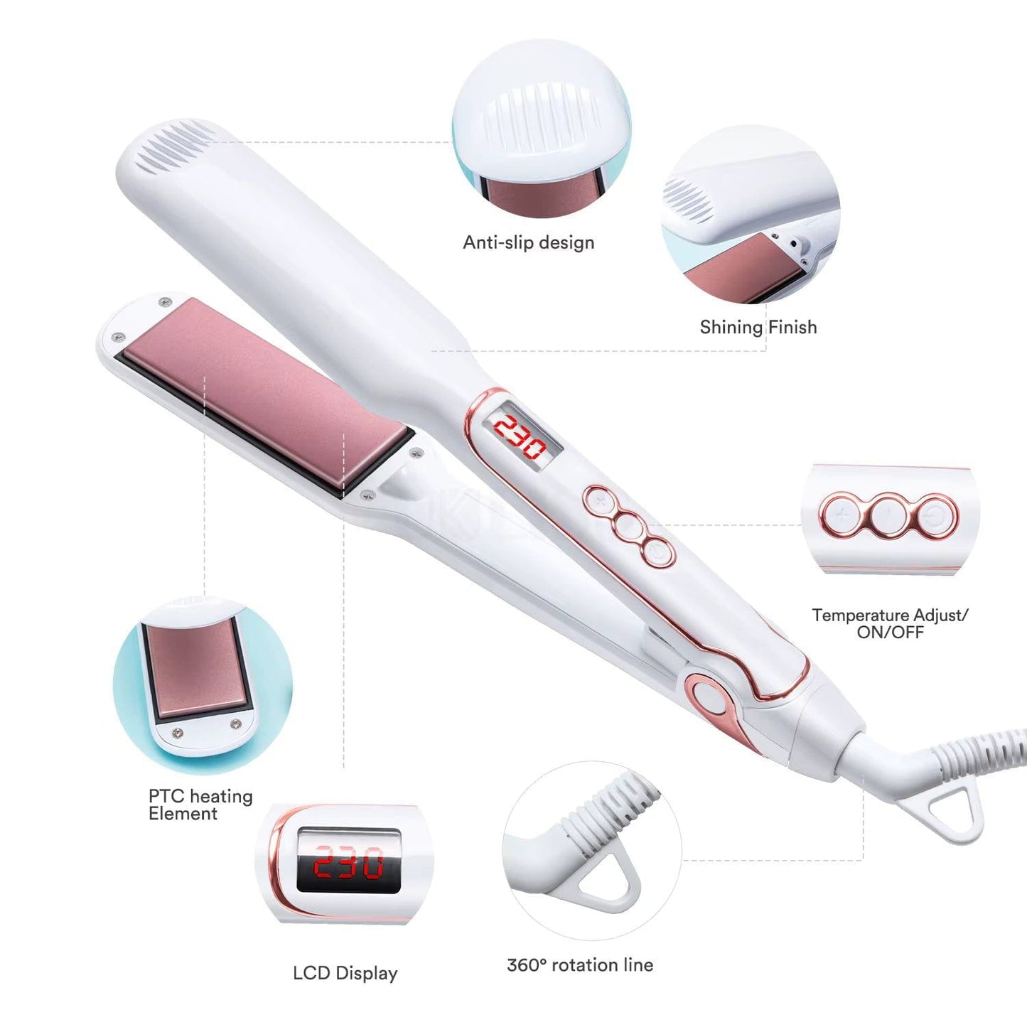 Dreamfix Health & Beauty Dreamfix Sleek Ceramic Flat Iron with Digital Control (Black)