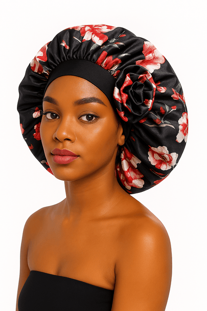 Dreamfix Health & Beauty Tiefschwarz 1 Dreamfix 3D Blume Bonnet - Erwachsene