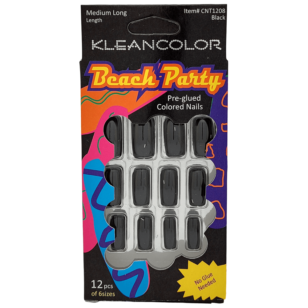 Kleancolor Health & Beauty Kleancolor Beach Party Pre-glued Colored Nails 12 Pcs of 6 Sizes