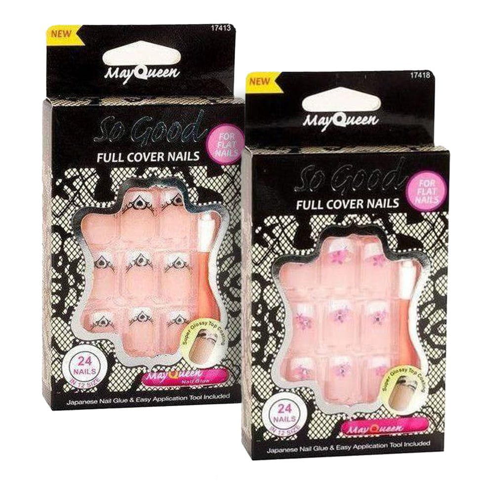 MayQueen Health & Beauty Full Cover Nails For Flat Nails