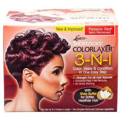 Pink Health & Beauty Pink Shortlooks Colorlaxer Kit 3-N-1 Kit Passion Red Lusters Shortlooks ColorLaxer Semi-Permanent 3 IN 1 Color, Relax & Condition