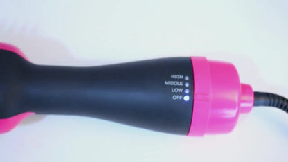 Dreamfix 4-in-1 Hot Air Brush - Electric Hair Dryer & Styler (Black&Pink)