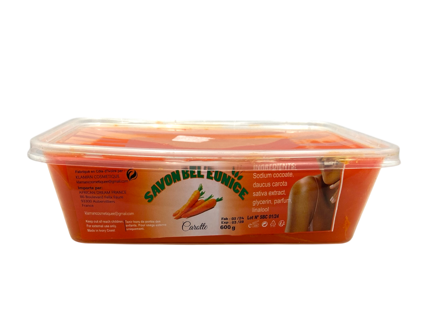 SAVON BEL'EUNICE Health & Beauty Savon bel'Eunice carotte / Papaye 600g