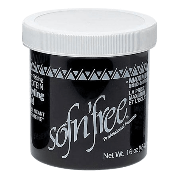 sofn'free Health & Beauty 16oz Sofn'free Non Flaking Protein Styling Gel Black (6/16/32) oz