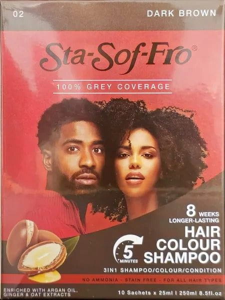Sta-Sof-Fro Health & Beauty Dark brown Sta Sof Fro Hair Color Shampoo 25ml x10 sachets