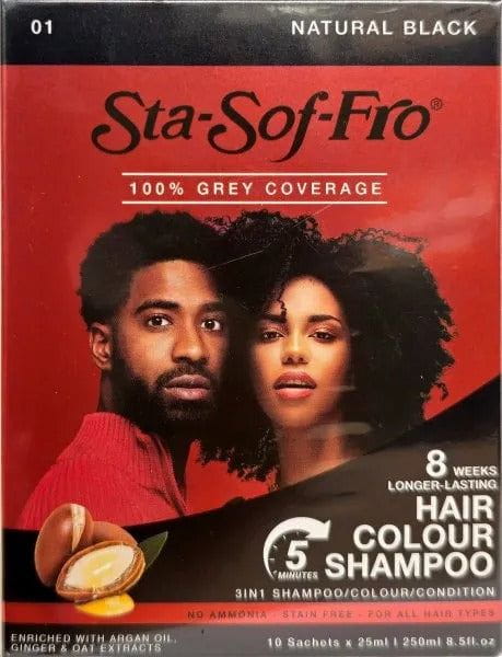 Sta-Sof-Fro Health & Beauty Natural black Sta Sof Fro Hair Color Shampoo 25ml x10 sachets